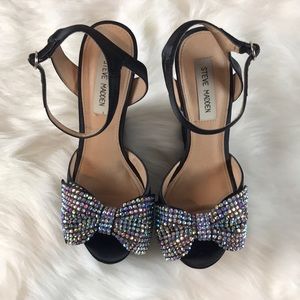 Steve Madden Black Wedges with Sparkly Bow